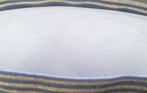 Sac de plage fouta bleu jean avec lurex doré  - 3