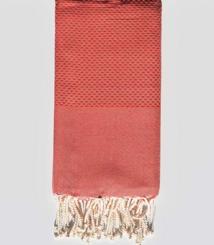 Fouta nid d'abeille unie ocre orange  - 2