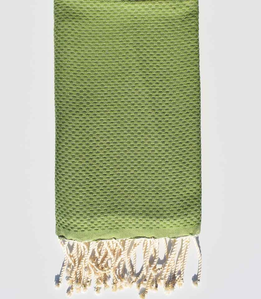 FOUTA Nid d'abeille unie vert olive  - 1
