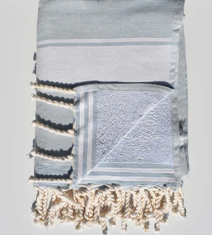 Fouta éponge bleu dragée  - 2