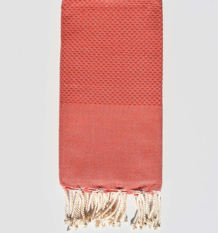 Fouta nid d'abeille unie ocre orange  - 3
