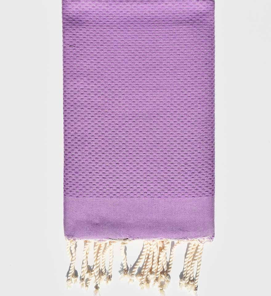 Serviette de plage nid d'abeille unie améthyste clair Fouta Tunisia - 1