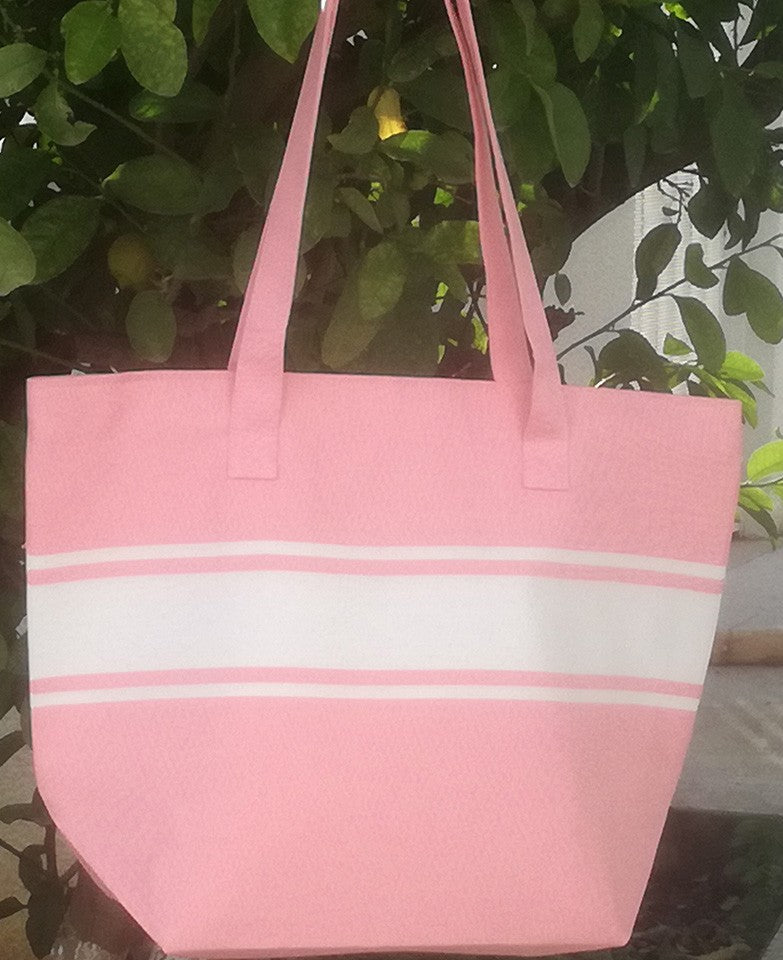 Sac de plage fouta rose dragée Fouta Tunisia - 1