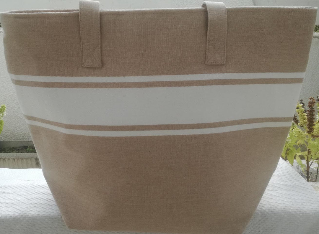 Sac de plage grège Fouta Tunisia - 1