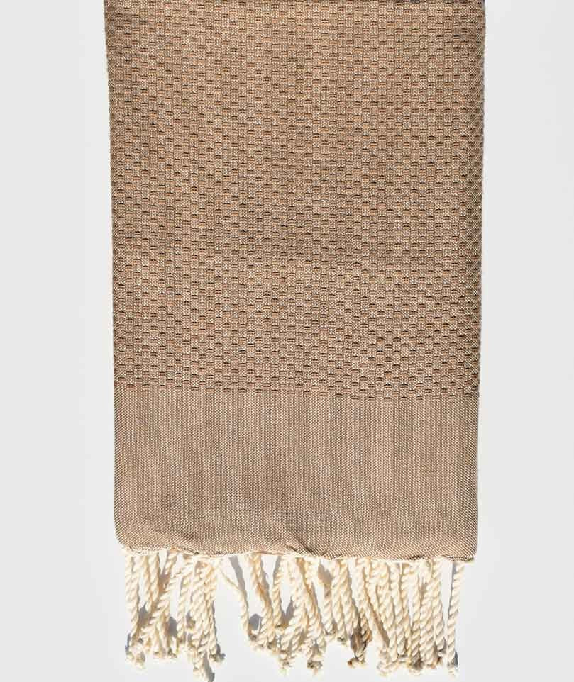 Serviette de plage unie marron bistre  - 1