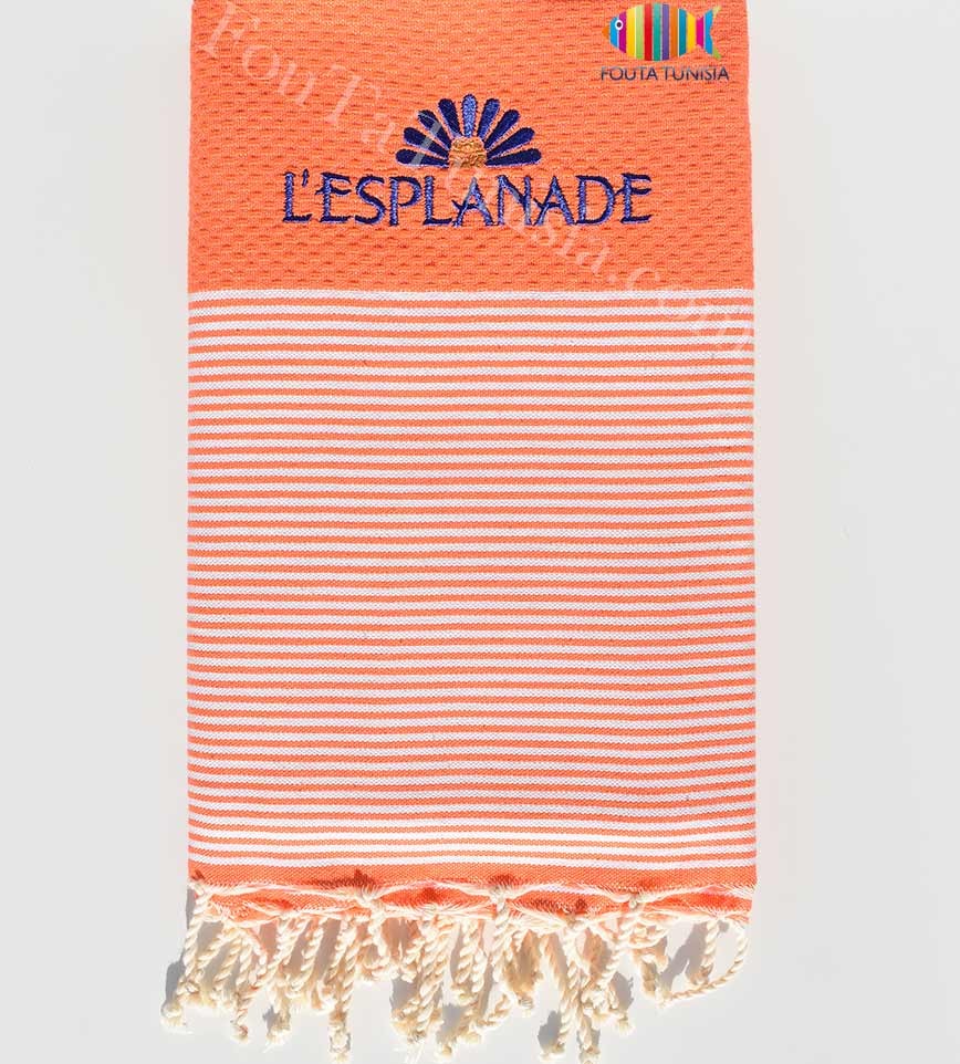 Serviette de plage nid d'abeille broderie l'esplanade Fouta Tunisia - 1