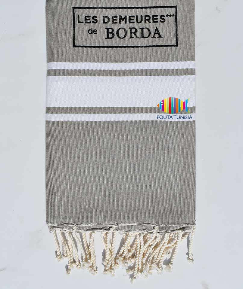 Serviette de plage brodée les demeures de BORDA Fouta Tunisia - 1