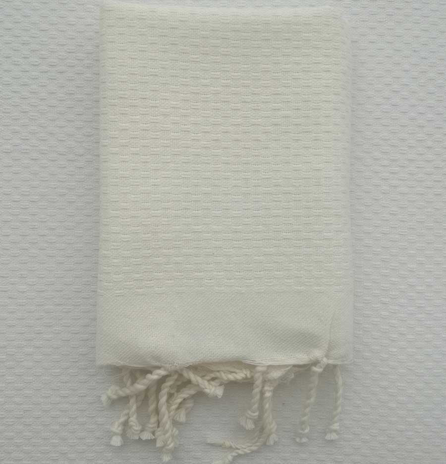 Lot de 10 serviettes de table unie couleur blanc crème Fouta Tunisia - 1