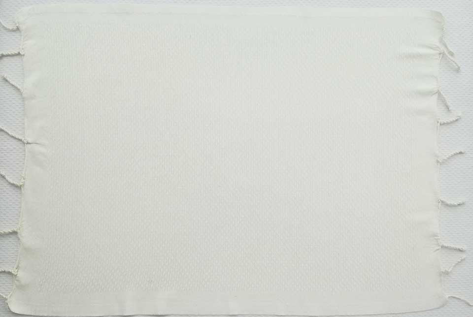 Lot de 10 serviettes de table unie couleur blanc crème Fouta Tunisia - 2