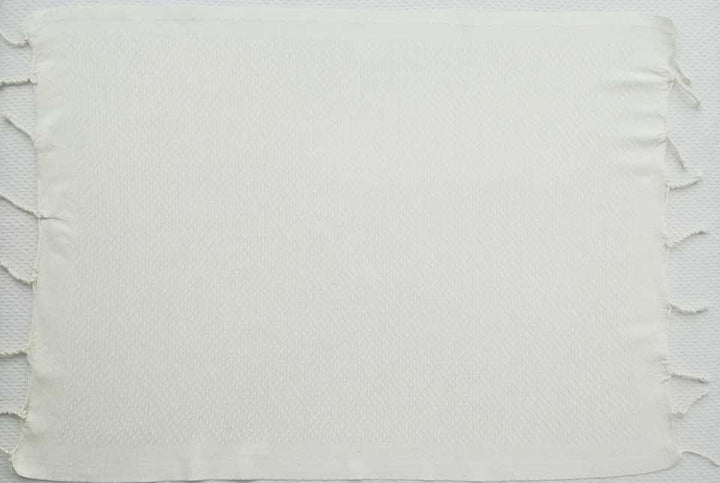 Lot de 10 serviettes de table unie couleur blanc crème Fouta Tunisia - 2