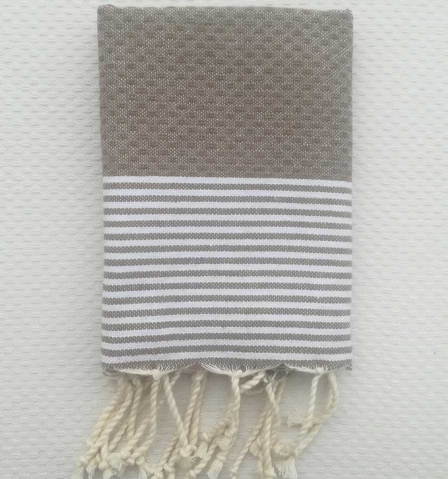 Lot de 10 serviettes de table marron taupe Fouta Tunisia - 1