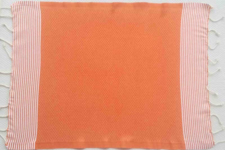Lot de 10 serviettes de table couleur orange Fouta Tunisia - 1