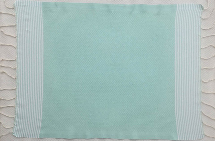 Lot de 10 serviettes de table couleur vert eau avec rayures Fouta Tunisia - 1