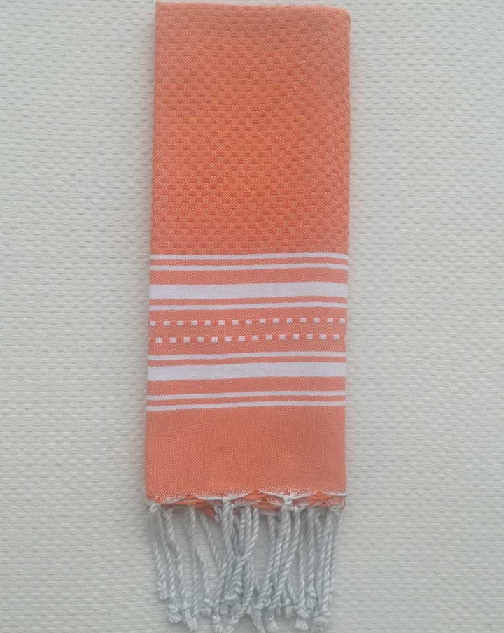 Mini serviette couleur orange carotte et blanc Fouta Tunisia - 1