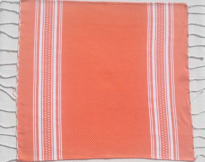 Mini serviette couleur orange carotte et blanc Fouta Tunisia - 2