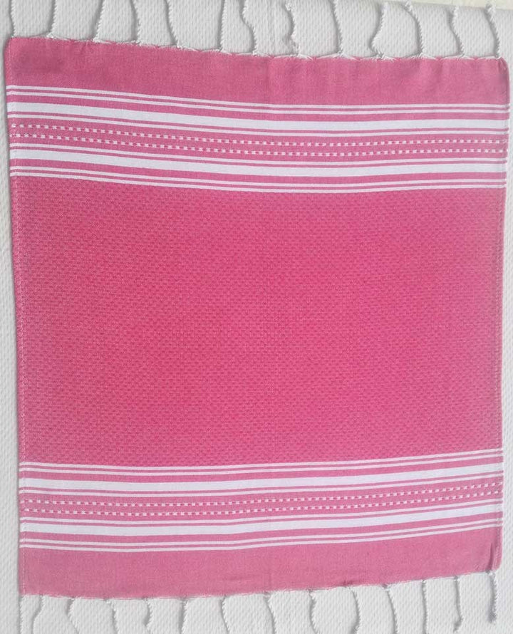 Mini serviette rose et blanc Fouta Tunisia - 1