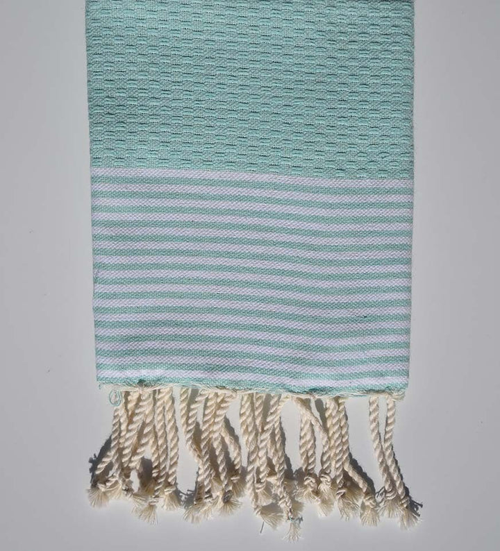 Lot de 10 serviettes de table couleur vert eau avec rayures Fouta Tunisia - 2