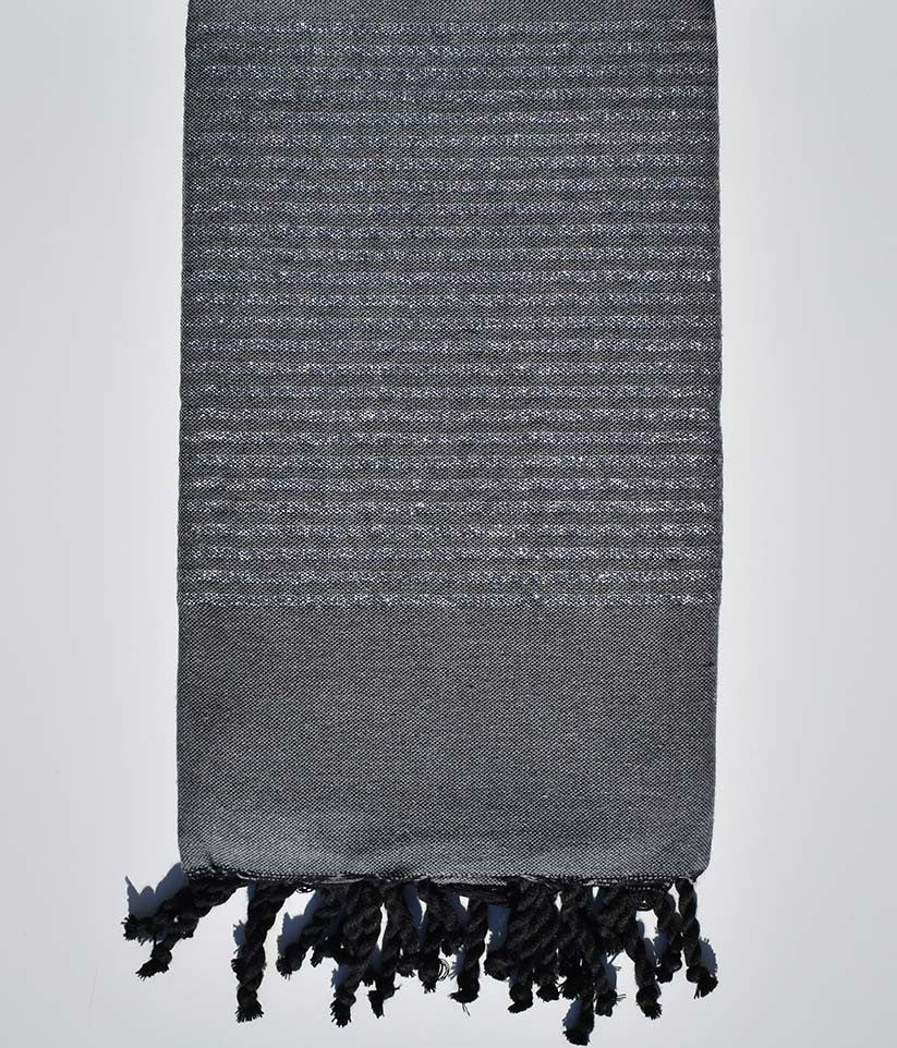 Fouta déco gris foncé avec fil lurex argenté  - 1