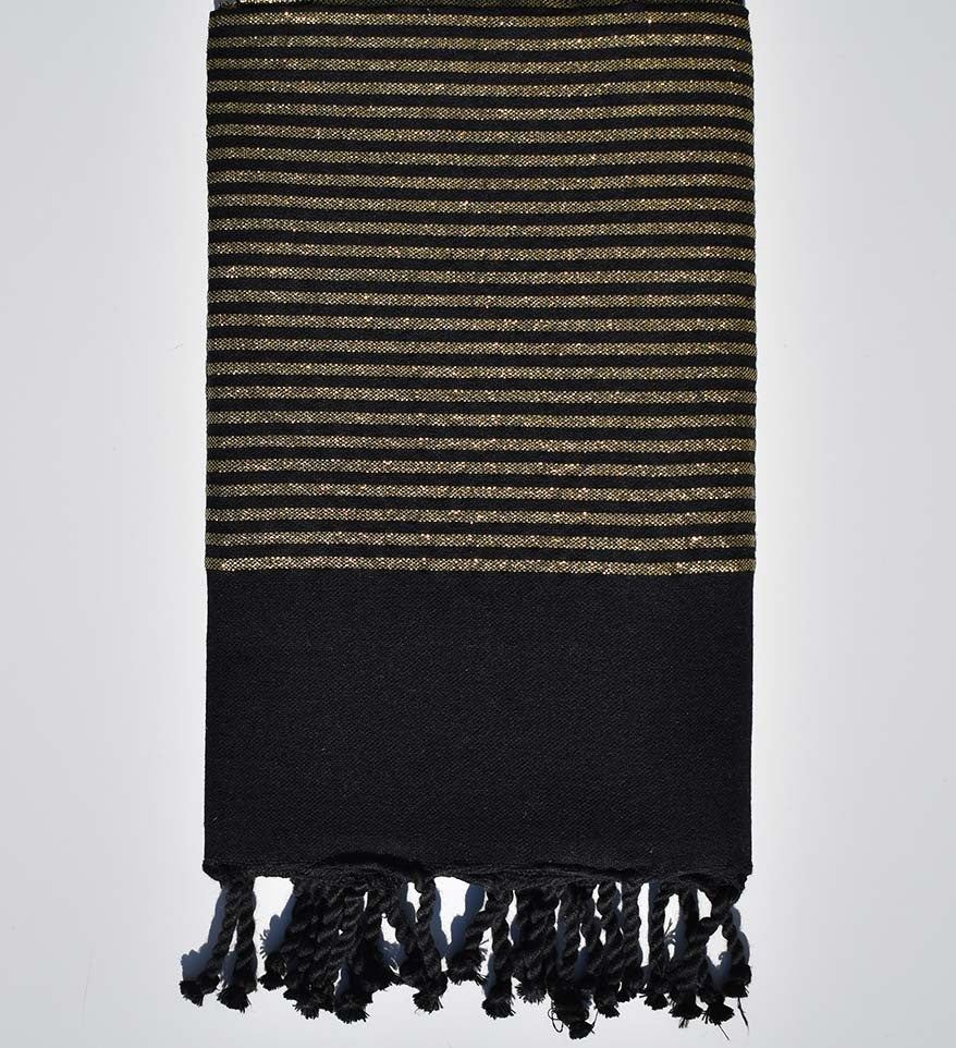 Fouta déco noir au fil lurex doré  - 1