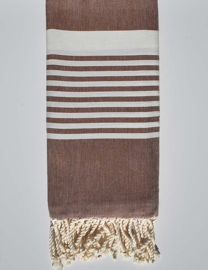 serviette de plage arthur marron noisette Fouta Tunisia - 2