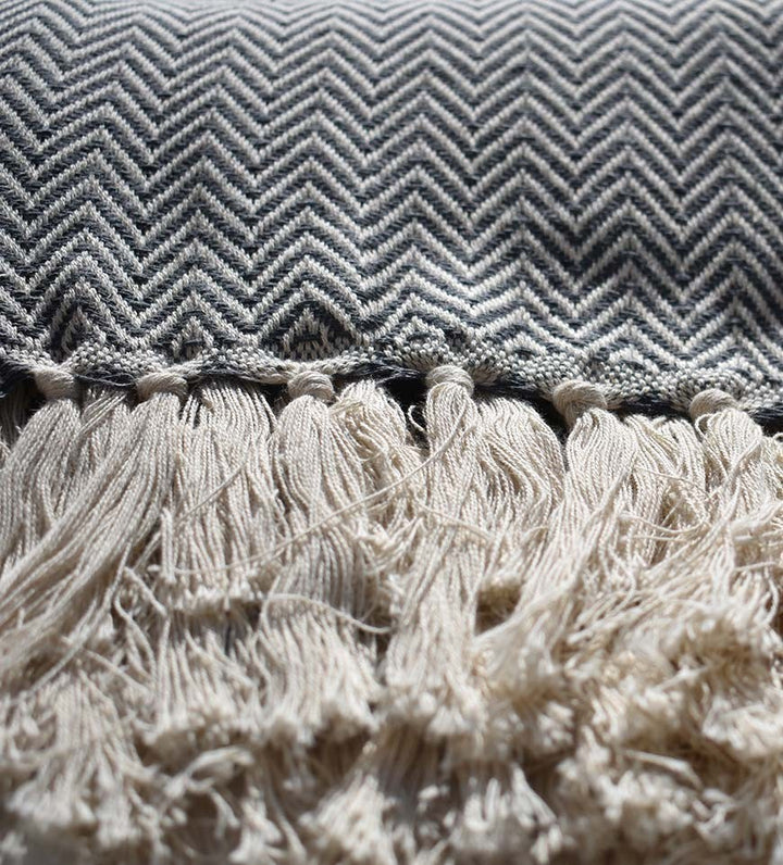 Plaid gris ardoise Fouta Tunisia - 2