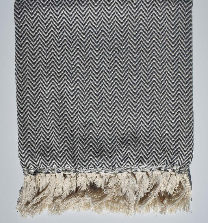 Plaid gris ardoise Fouta Tunisia - 1