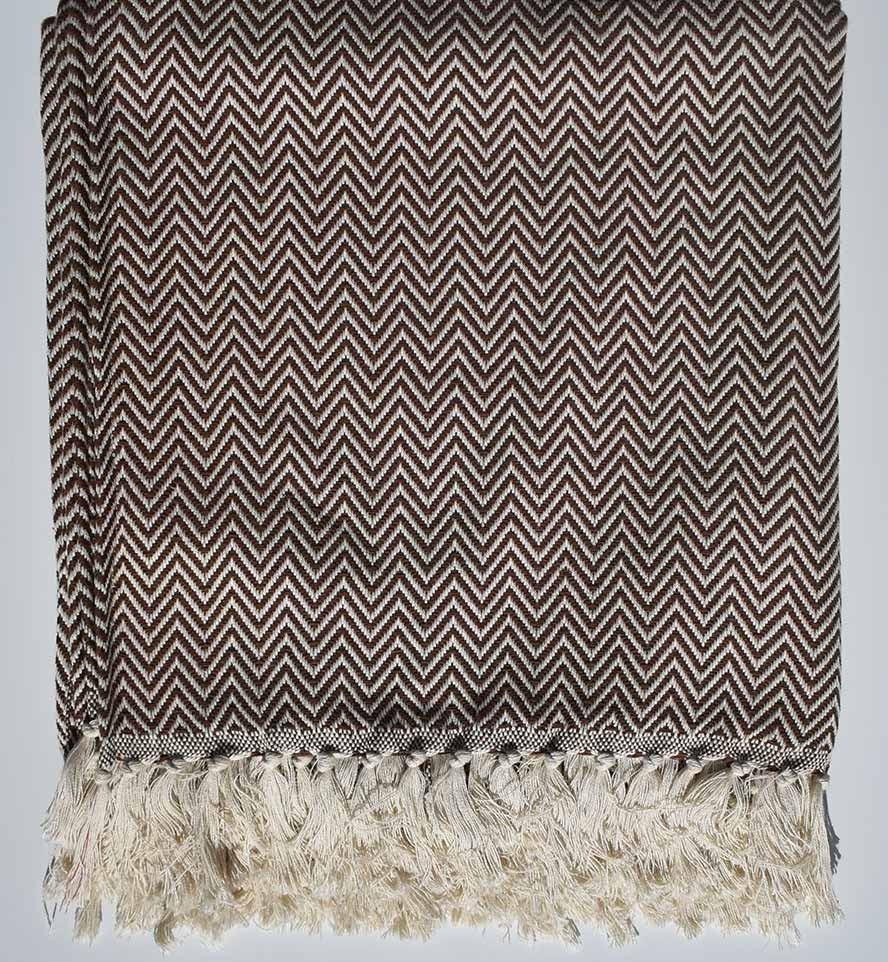 Plaid marron Fouta Tunisia - 1