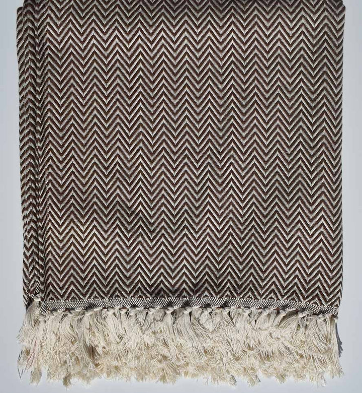 Plaid marron Fouta Tunisia - 1
