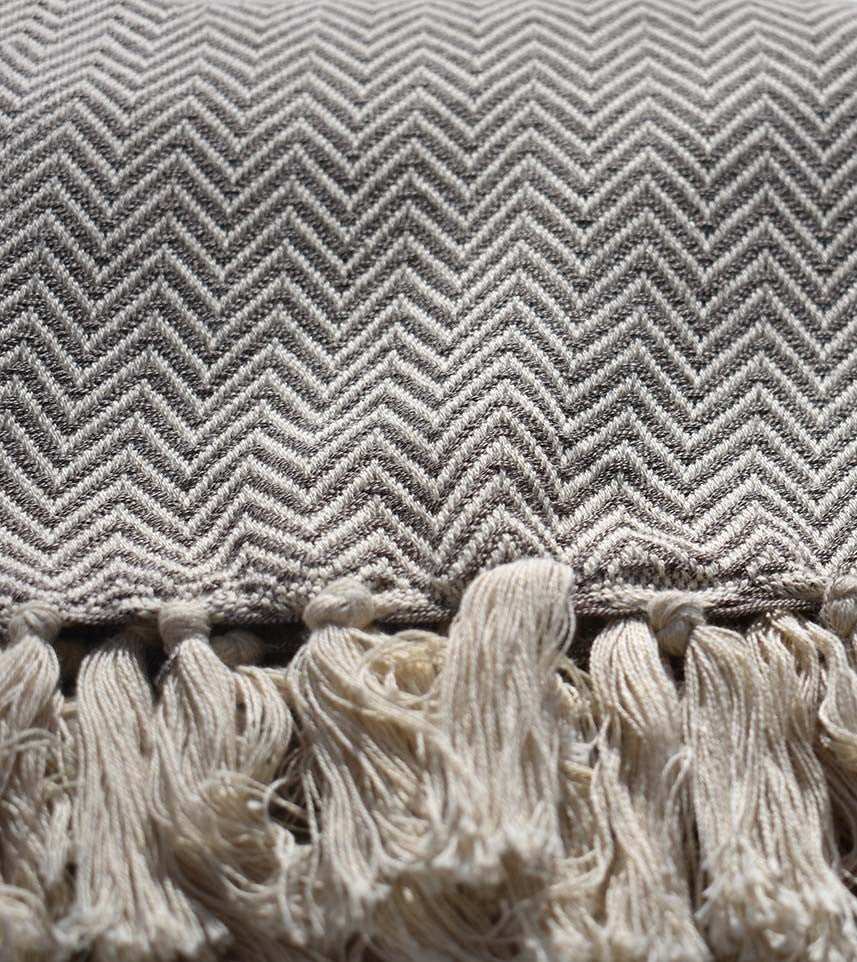 Plaid mélange couleur marron et blanc cassé Fouta Tunisia - 2