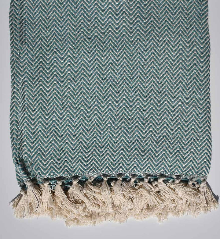 Plaid bleu canard Fouta Tunisia - 2