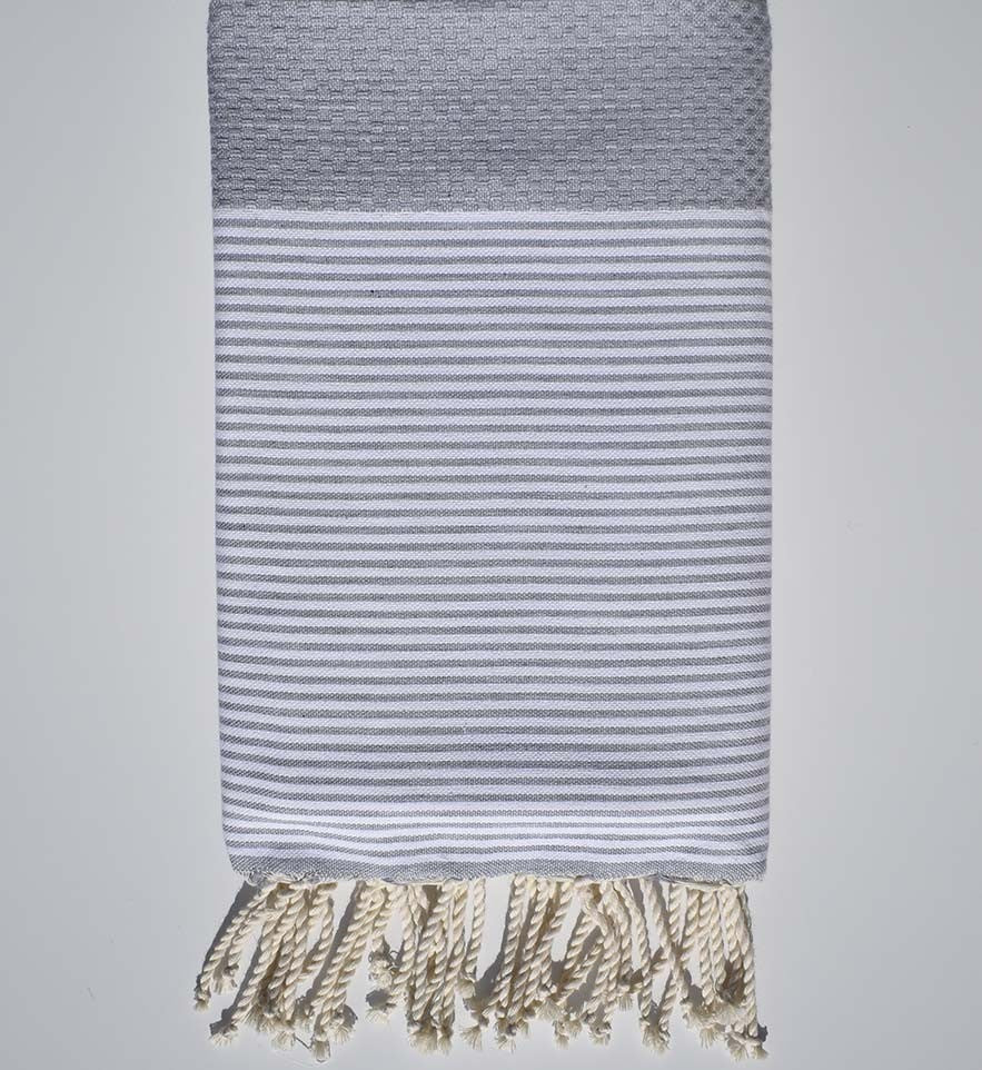 Fouta nid d'abeille gris souris Fouta Tunisia - 1