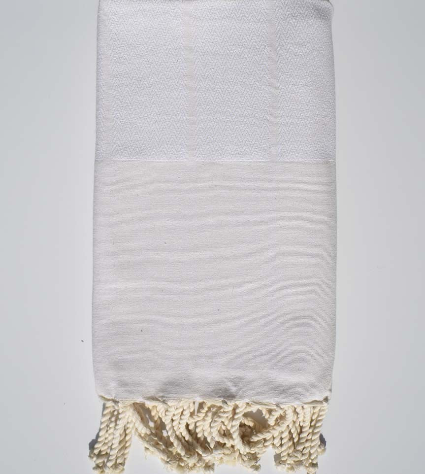 Fouta Chevron blanc cassé  - 1