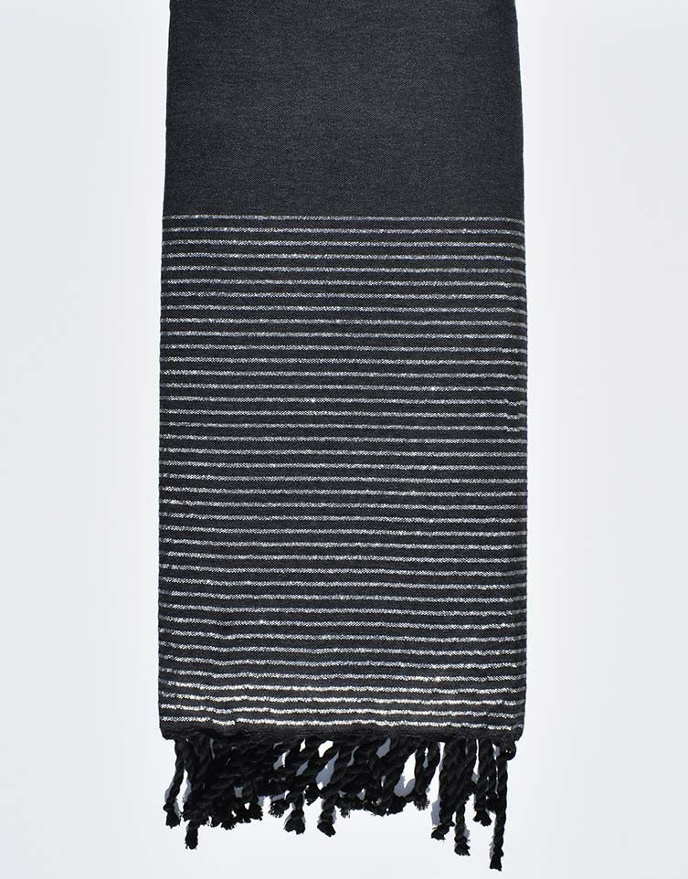 Jeté gris ardoise foncé avec lurex Fouta Tunisia - 1