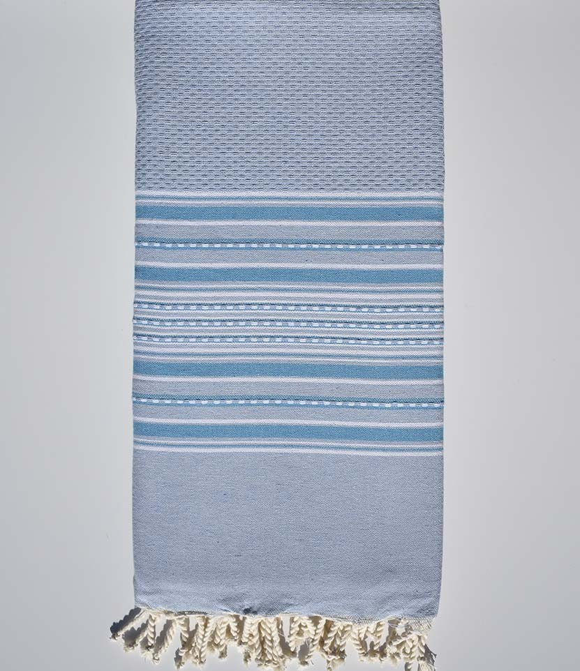 Jeté arabesque bleu ciel rayée bleu moyen  - 1