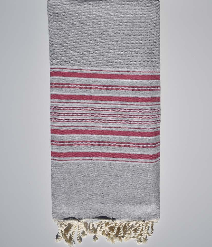 jeté arabesque gris clair rayée rose bonbon  - 1