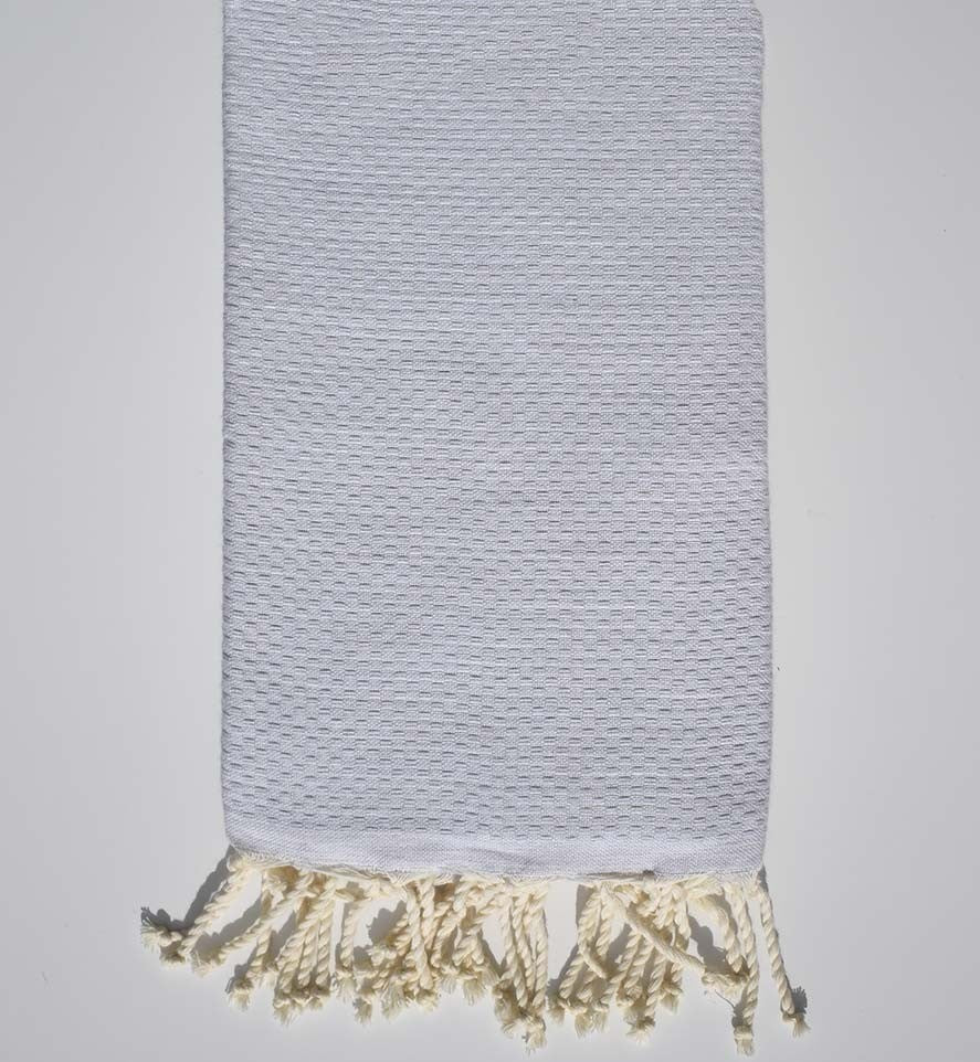 Serviette de plage unie gris très clair Fouta Tunisia - 1