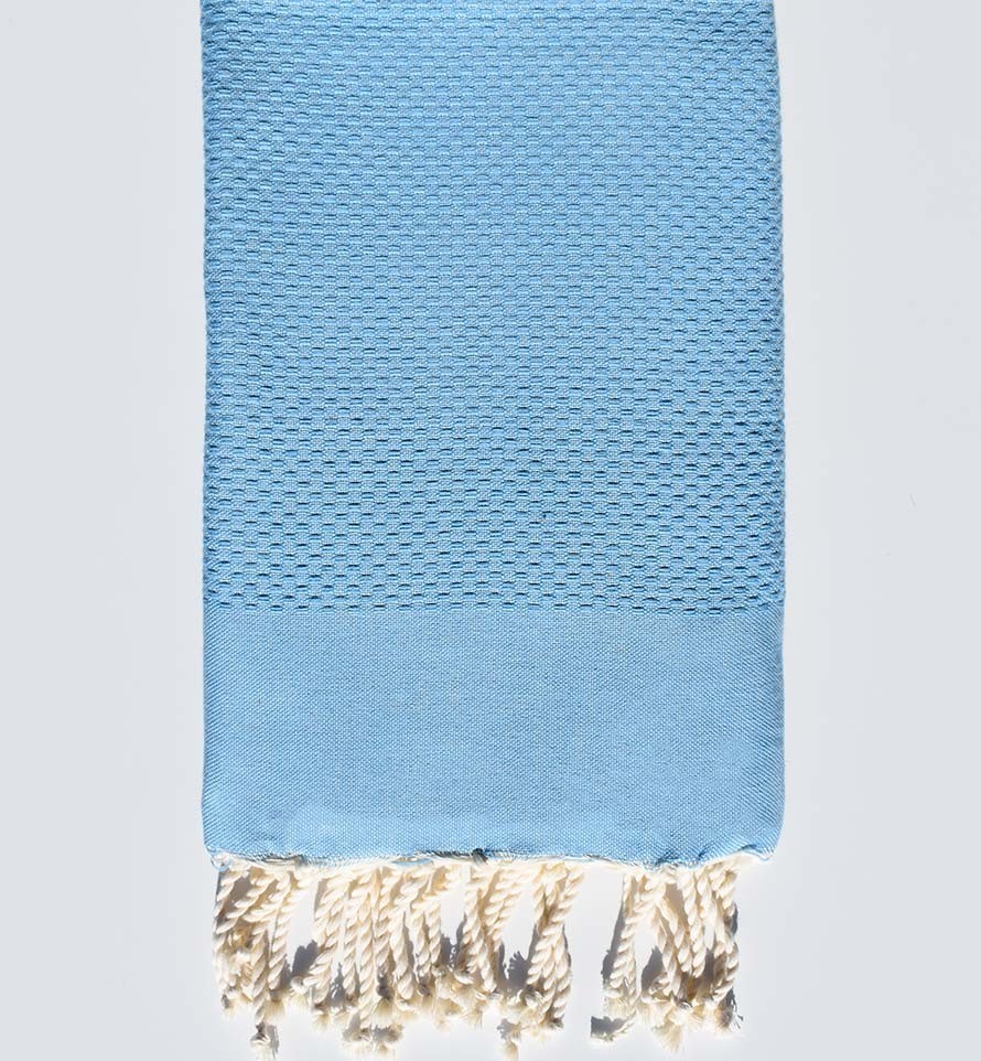 Serviette de plage unie bleu pastel Fouta Tunisia - 1