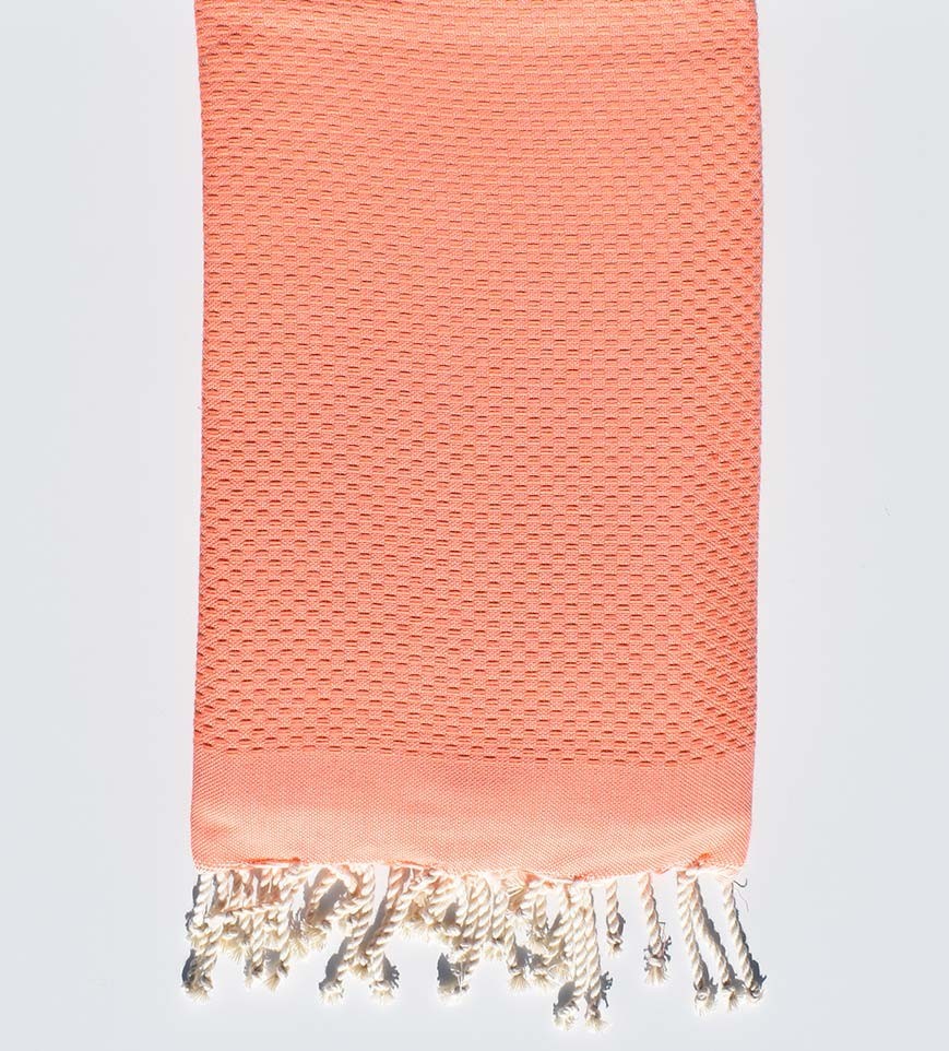 Serviette de plage unie rose corail clair Fouta Tunisia - 1