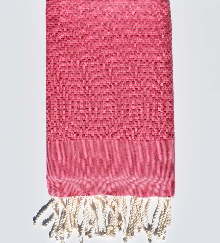 Serviette de plage unie rose bonbon moyen Fouta Tunisia - 1