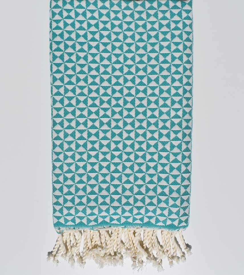 Serviette de plage papillon bleu vert sarcelle Fouta Tunisia - 1