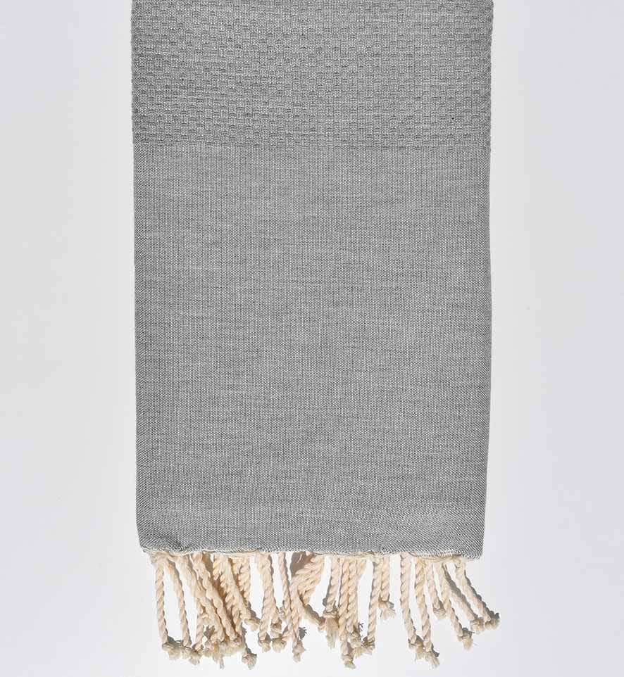 Serviette de plage unie gris acier Fouta Tunisia - 1
