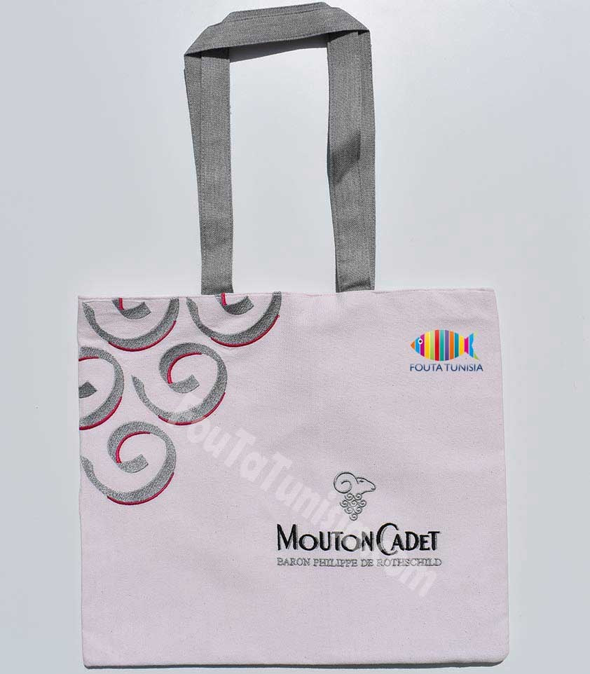 Sac rose bébé avec broderie Fouta Tunisia - 1